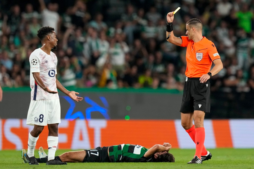 Angel Gomes was sent off in Lille's defeat to Sporting