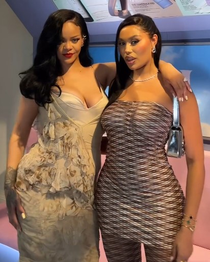 The star was seen posing up a storm with Rihanna at her Fenty Hair launch