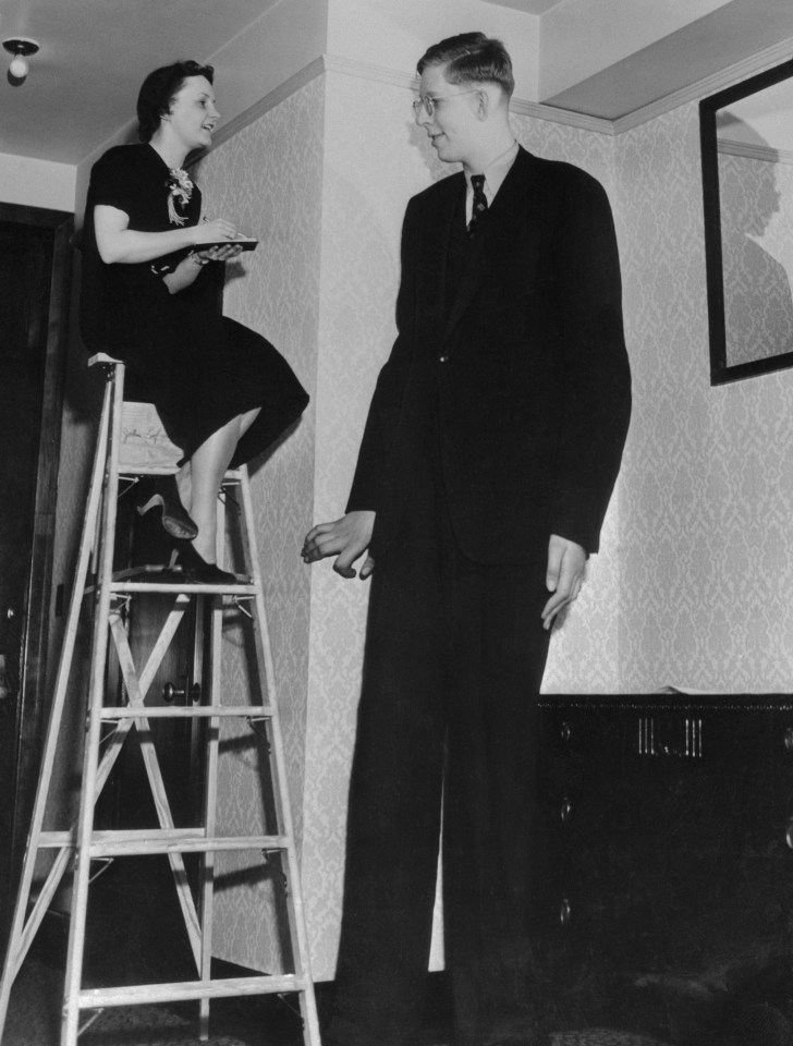 a woman sits on a ladder next to a man