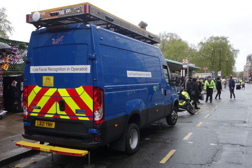 A police facial recognition van near the route of last year’s Coronation procession