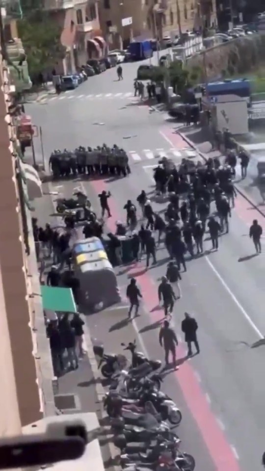 Riot police were called in to control the disorder in the city of Genoa