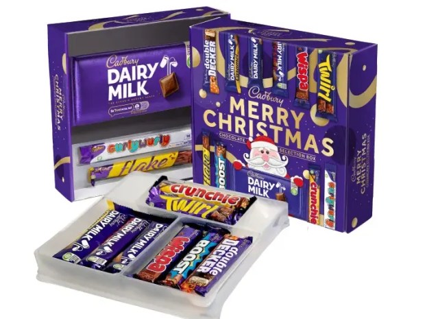 a cadbury merry christmas chocolate collection box