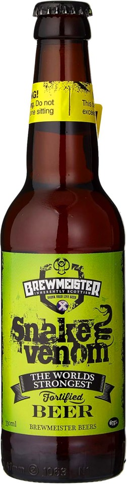 a bottle of brewmeister snake venom the world 's strongest fortified beer