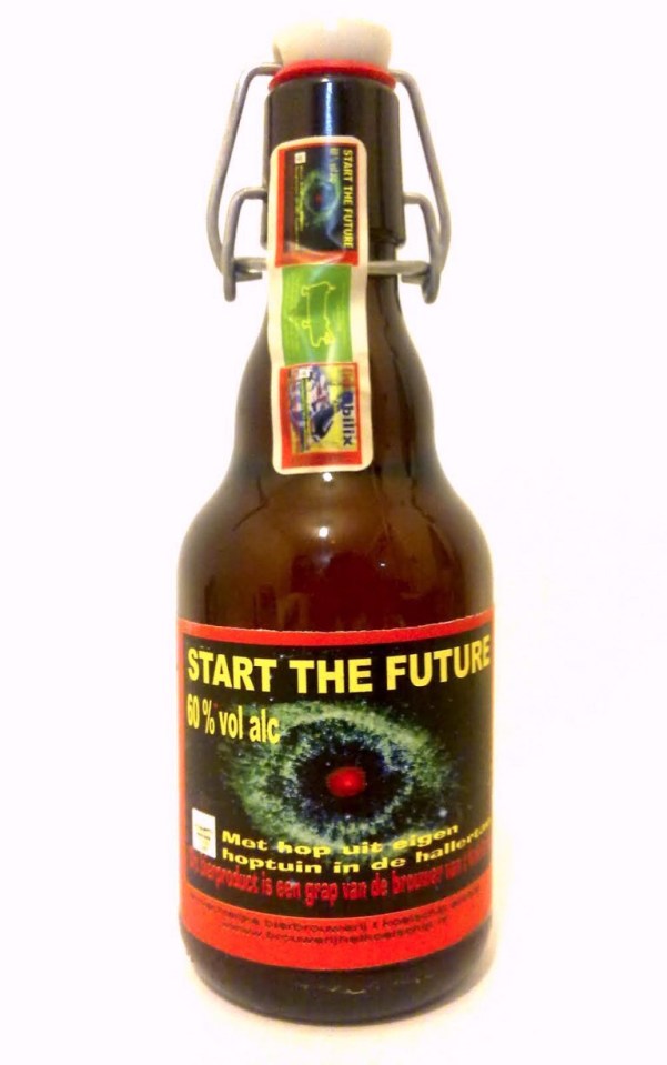 a bottle of start the future 60 % vol ale