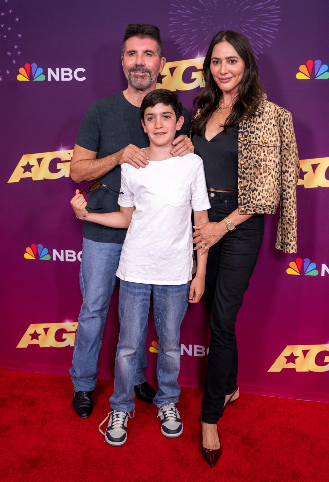 The music mogul's fiance Lauren Silverman joined them at America's Got Talent quarterfinal red carpet