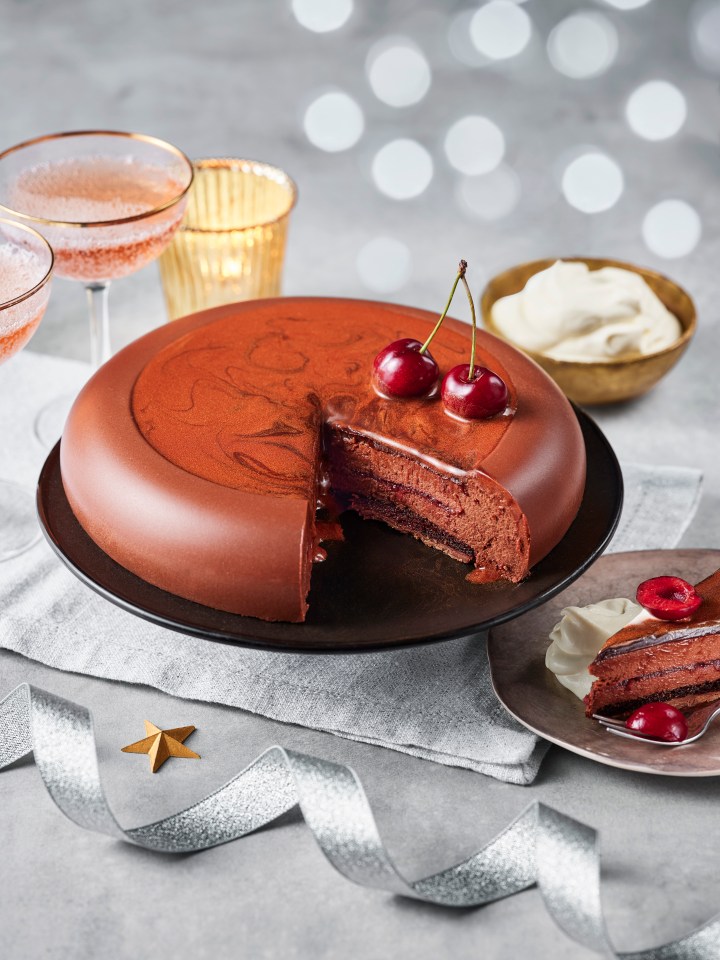 This cherry chocolate delice tastes like a fancy restaurant dessert