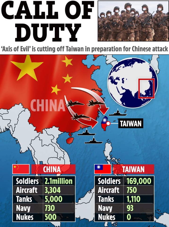 a map showing the call of duty between china and taiwan