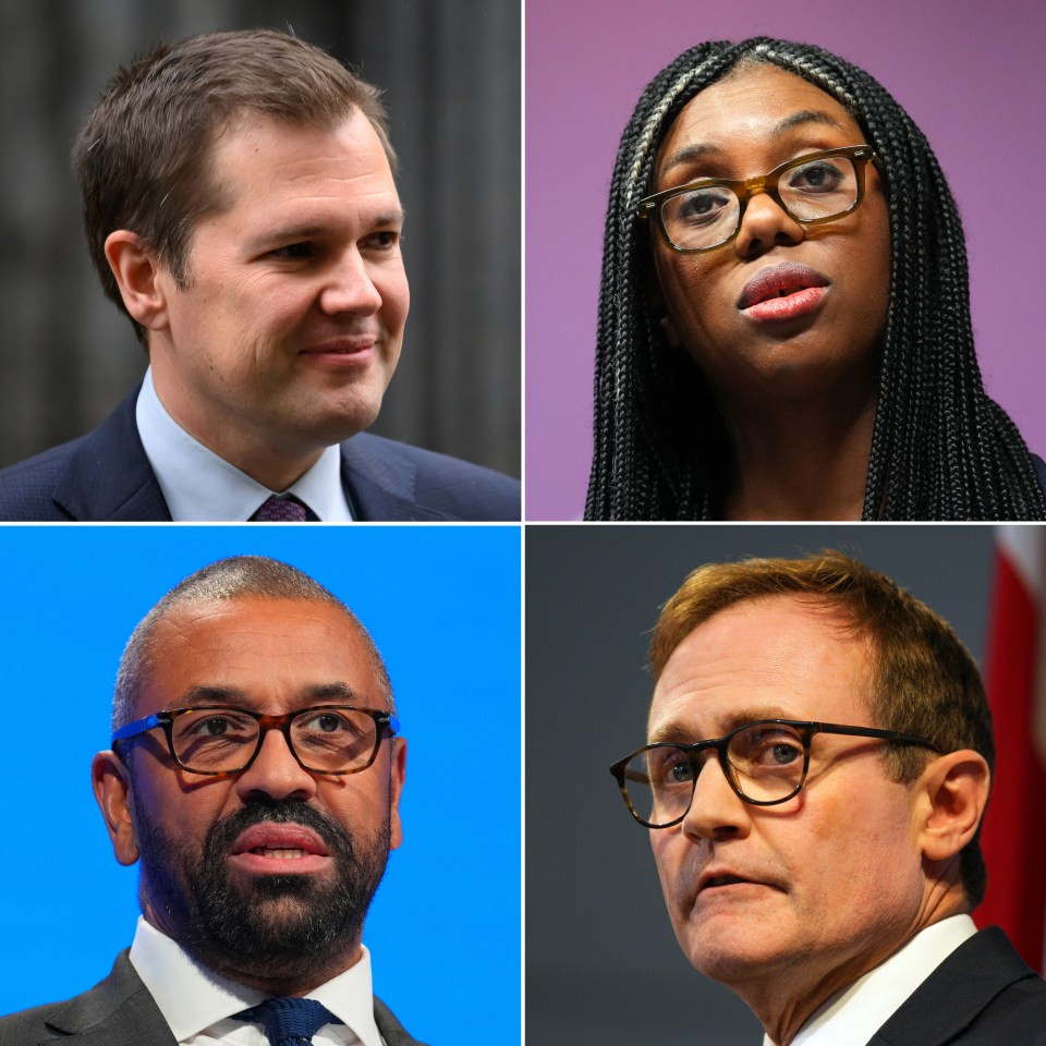 The four Tory leadership contenders, clockwise: Robert Jenrick, Kemi Badenoch, Tom Tugendhat and James Cleverly