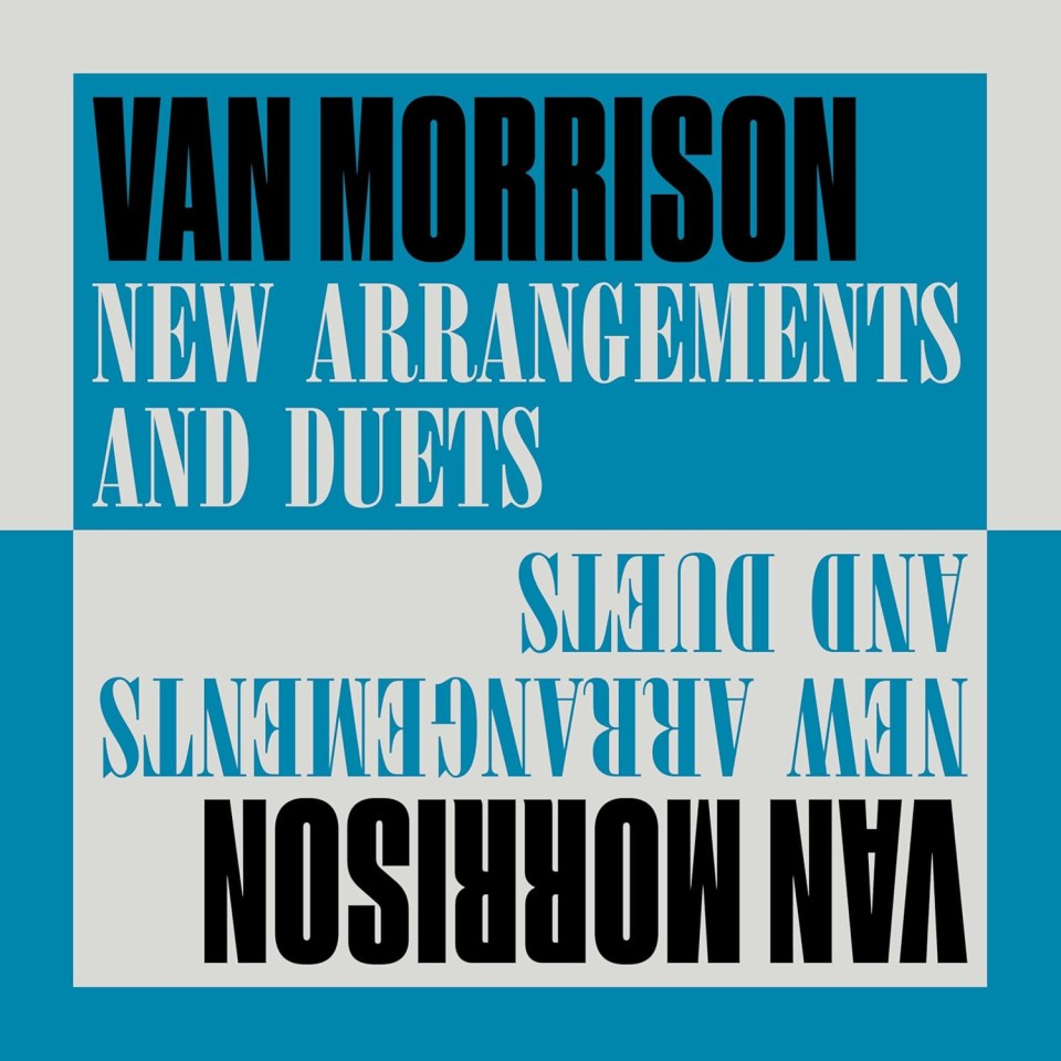 a poster for van morrison 's new arrangements and duets