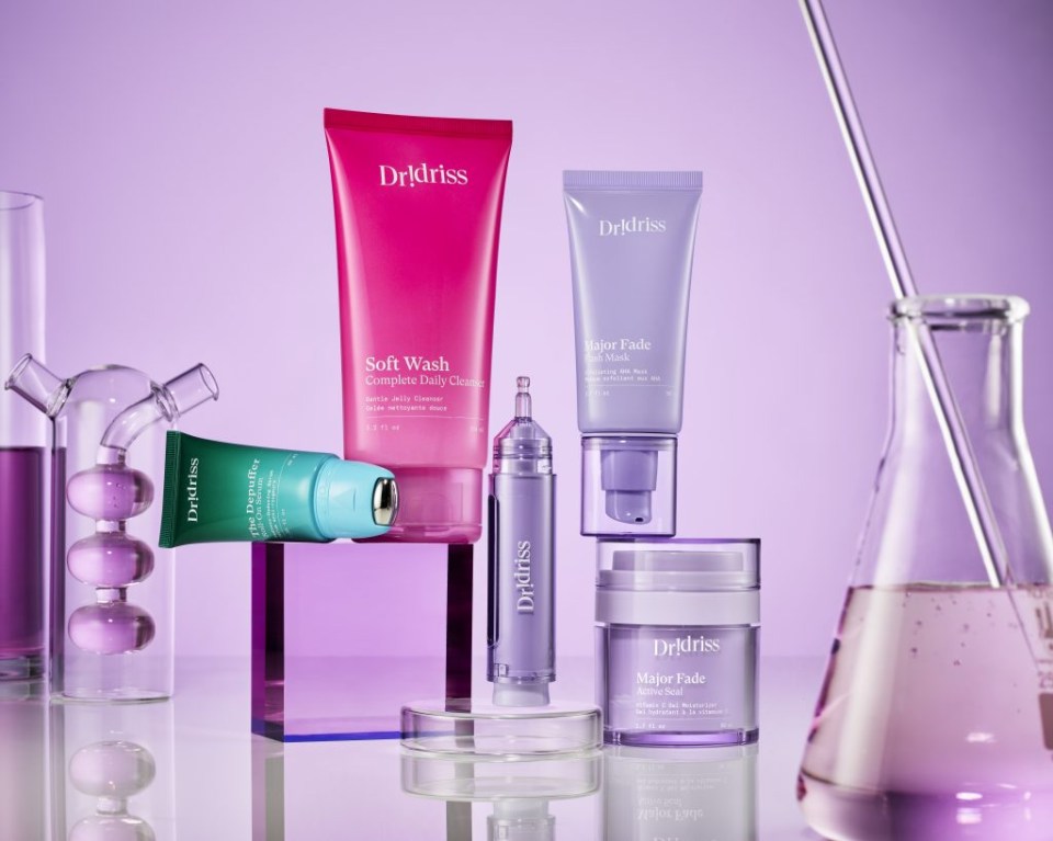 a collection of dr.driss products including soft wash complex daily cleanser