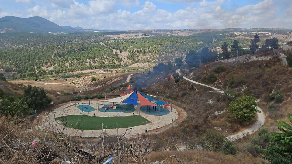 A playground in northern Israel was reportedly hit in the rocket blitz by Hezbollah earlier in the day