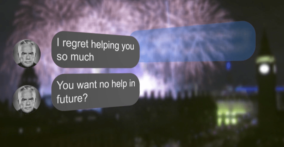 In one message he told the teen 'I regret helping you so much'