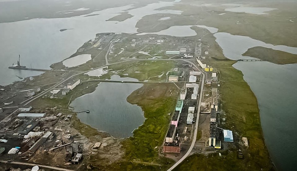 An aerial view of Novaya Zemlya