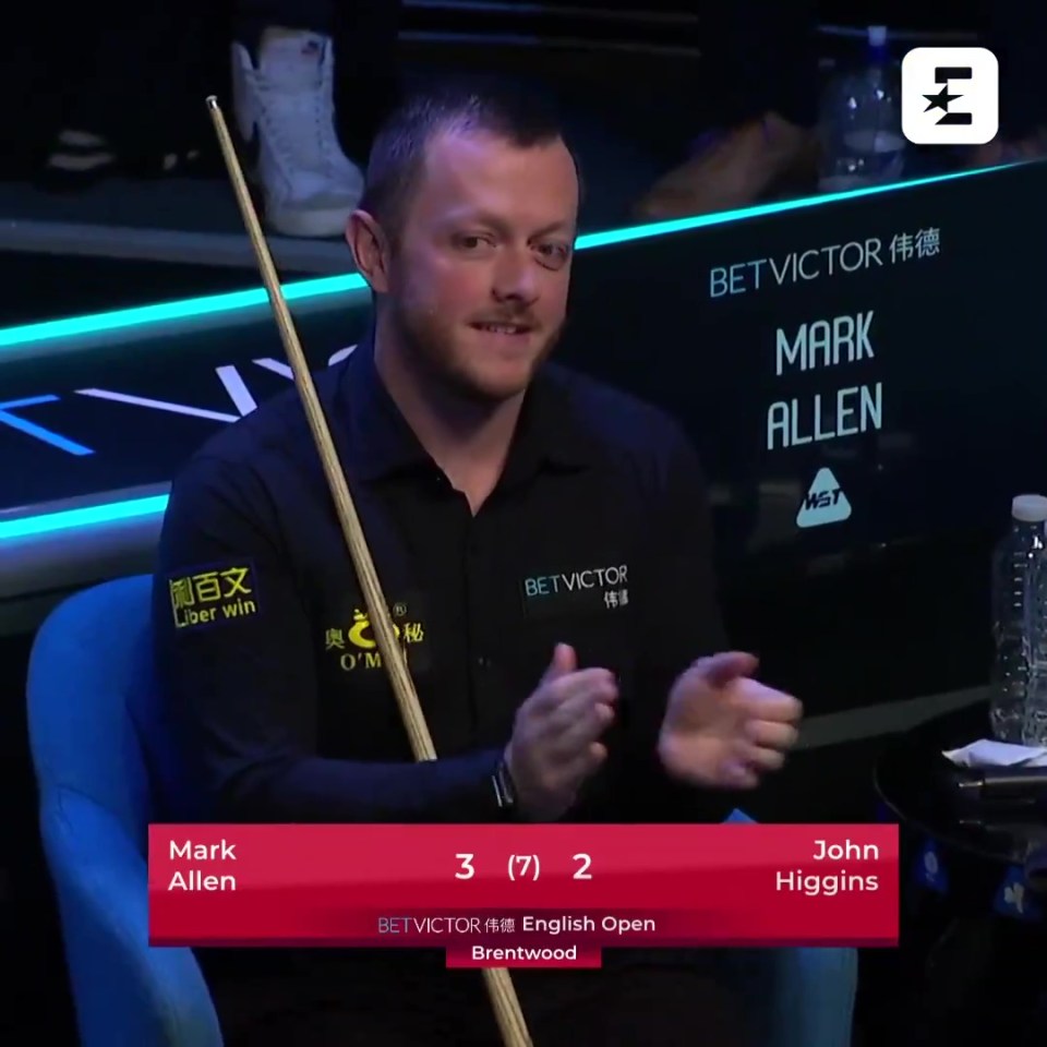 Mark Allen joined the crowd in applauding the four-time world champion