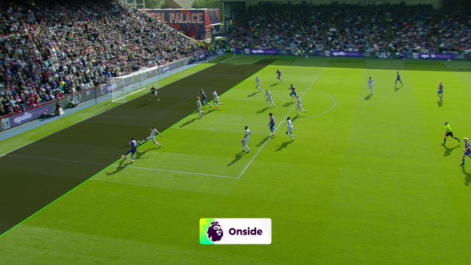 a soccer field with a sign that says onside