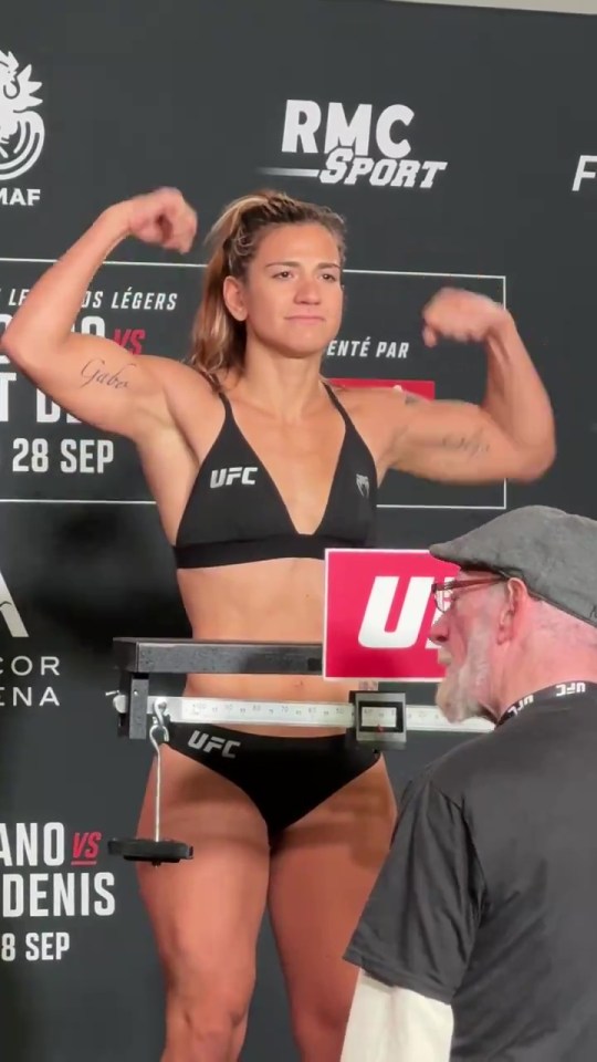 Ailin Perez could not stop shaking as she weighed-in ahead of UFC Paris