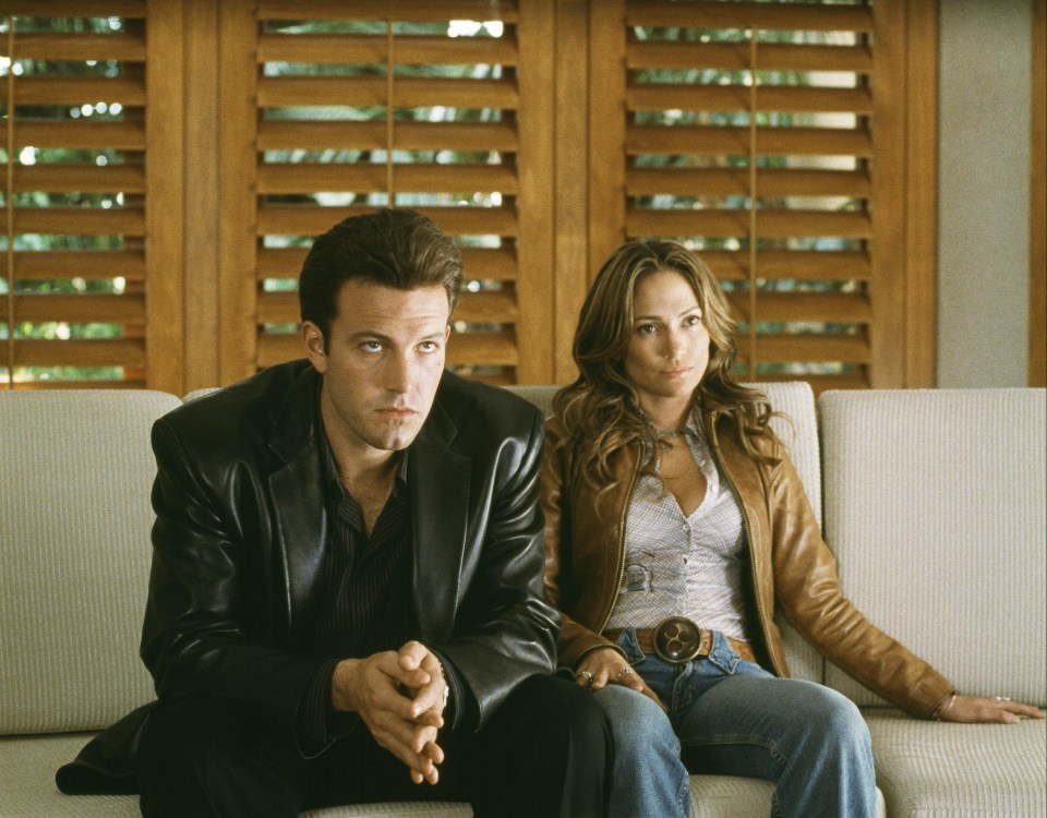 In Gigli, J-Lo plays a lesbian assassin - but this doesn't stop her from begging Affleck's character