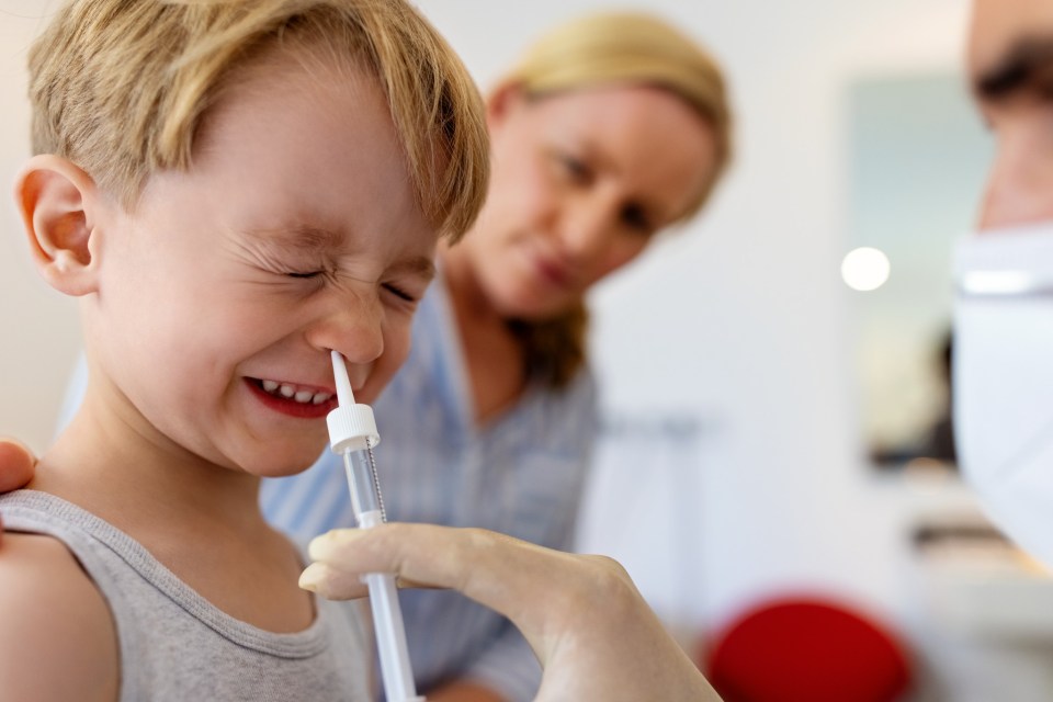 Children aged 2 and 3 are usually given the flu vaccine through a quick and painless spray up the nose (Credit: Getty)