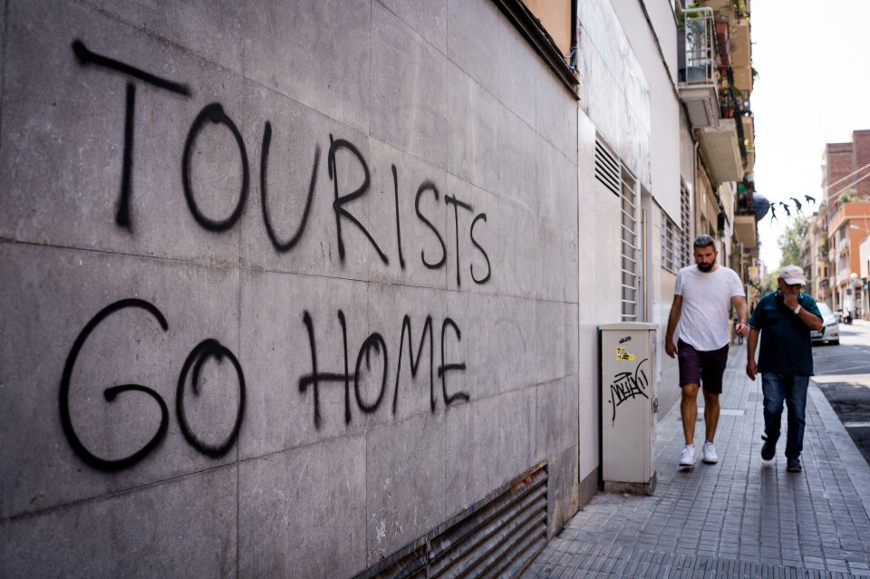 Anti-tourism graffiti has appeared in Barcelona