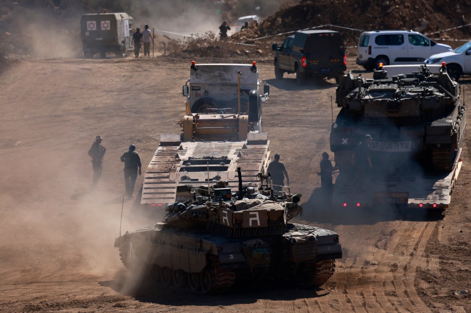 Israeli soldiers in northern Israel near the border