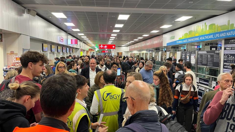 Passengers are now waiting at Bergamo Orio al Serio airport after flights were suspended