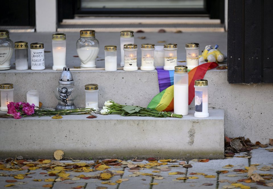 Locals have left lit candles and flowers outside Puhakka's home in tribute to the Finnish ace