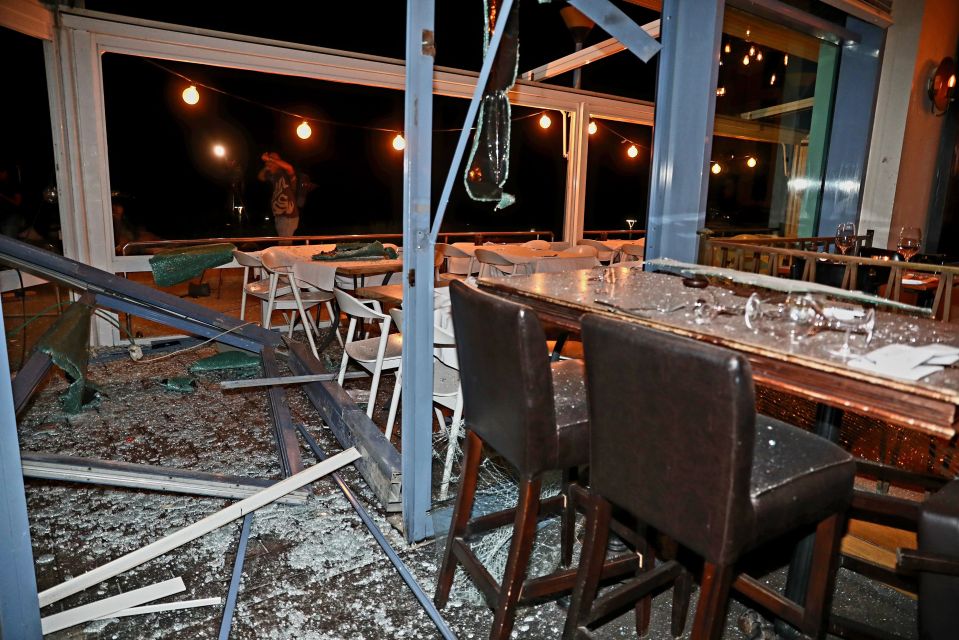 A restaurant damaged during the Iranian attacks in Tel Aviv