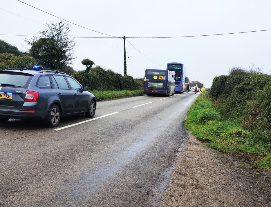 A school bus was involved in a collision in Meaver Road in Cornwall