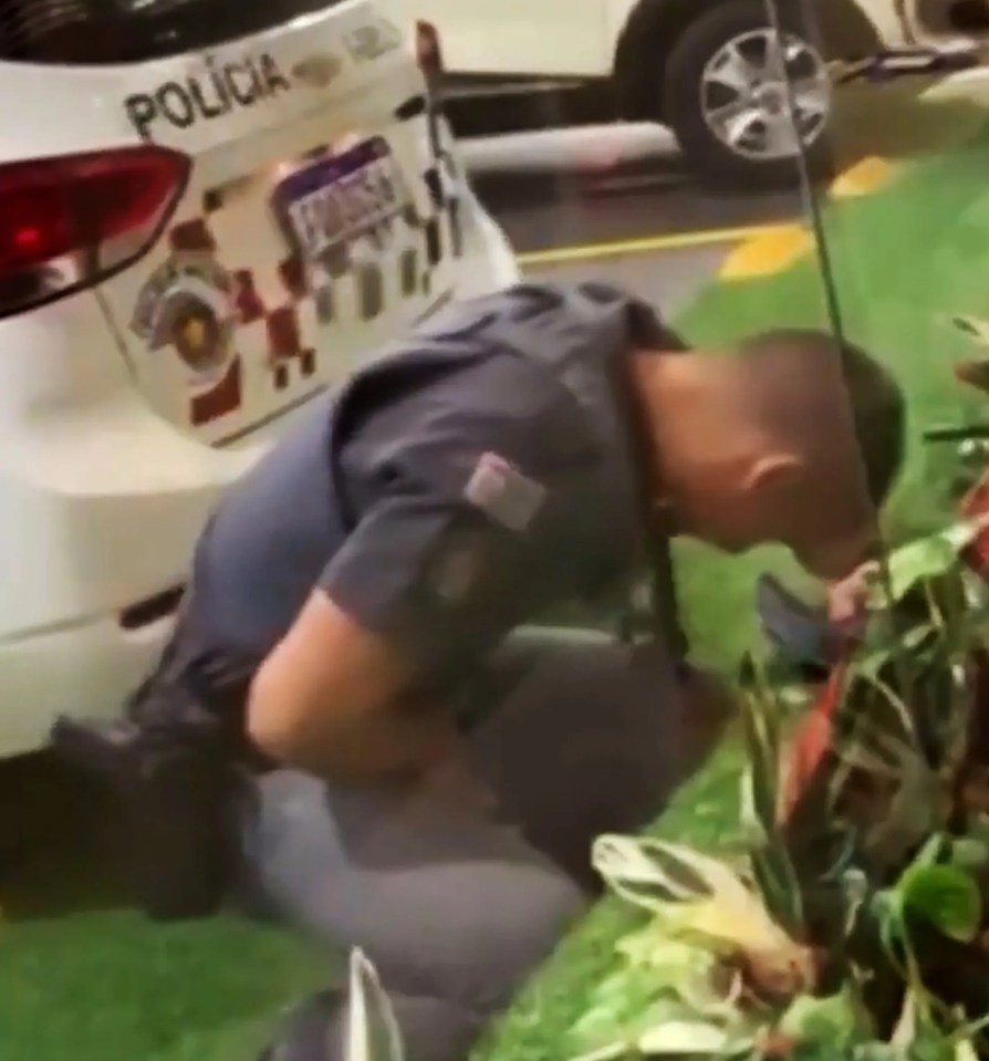 The police officer was left in agony at the scene in Campinas, Brazil, last July