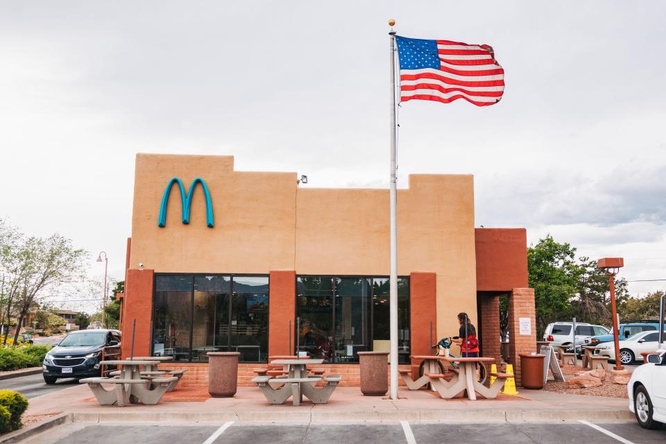 The blue arches have quickly made the restaurant into a popular tourist attraction