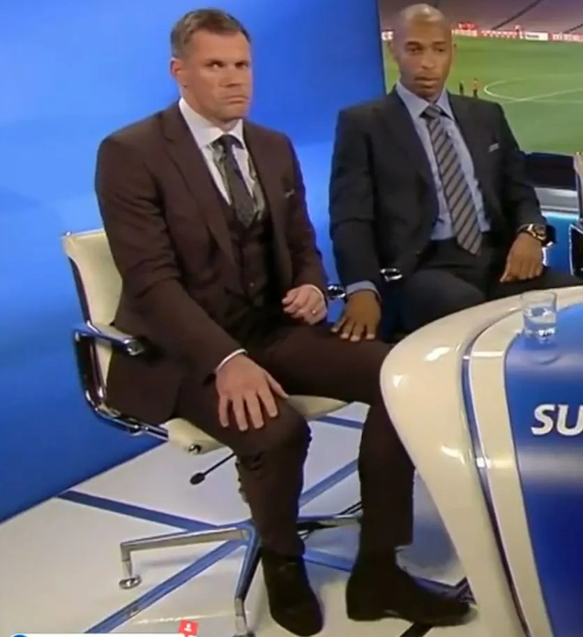 Thierry Henry famously put his hand on Carragher's thigh live on air nine years ago