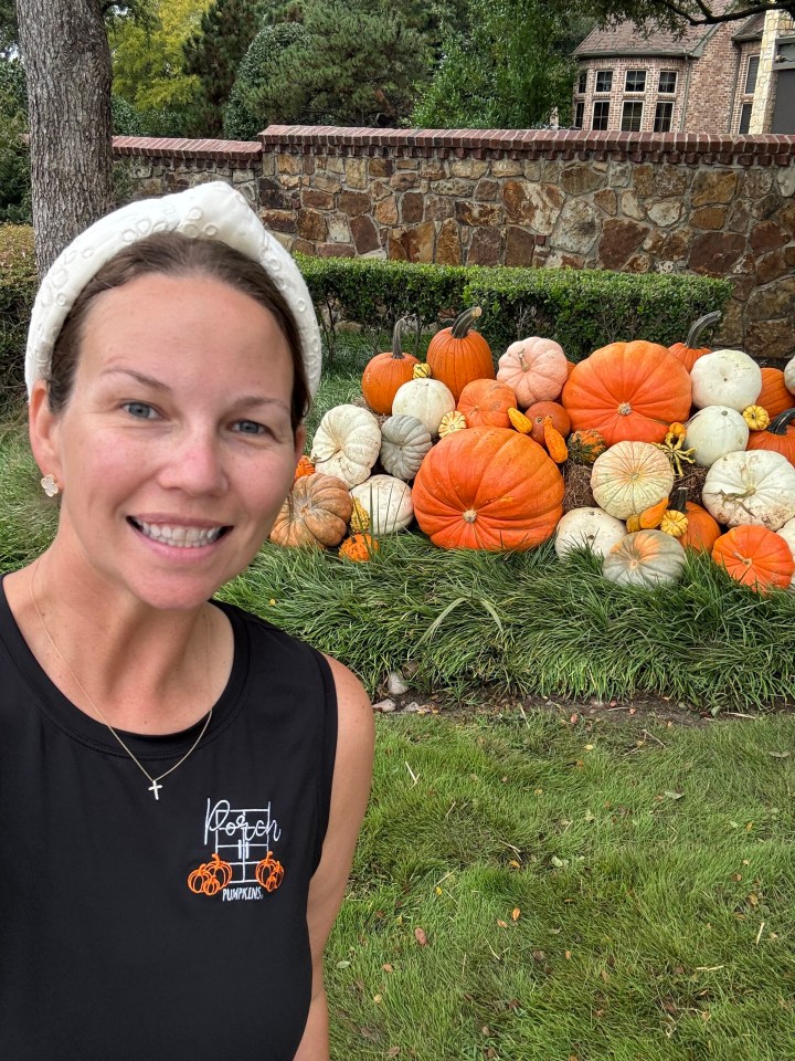 Heather Torres, 41, from Dallas, Texas, is a pumpkin porch decorator