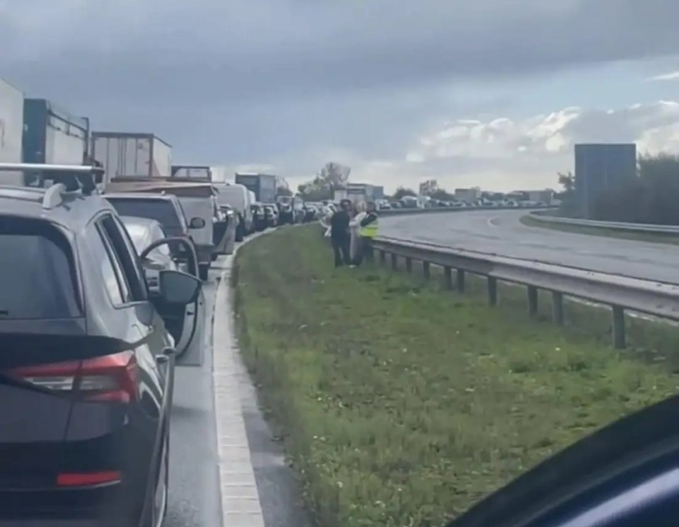 Half-term drivers were trapped in huge tailbacks from the scene