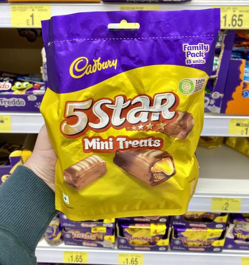 The Cadbury 5 Star Mini Treats family pack is £2 in B&M