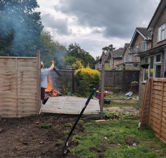 She was stunned to see them chuck the wood on the bonfire they made