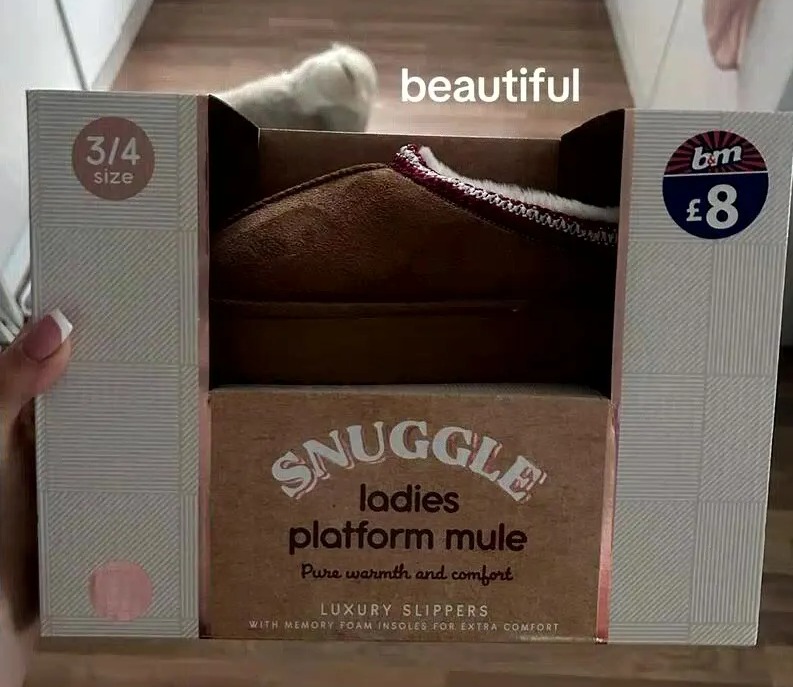 Bargain hunter Lucy showed how she picked up Ugg-dupe slippers from B&M