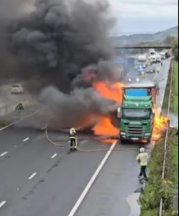 The lorry fire on the M5 near Burnham-on-Sea