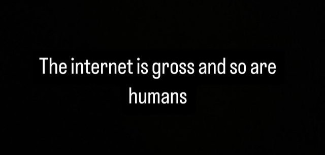 a black background with the words the internet is gross and so are humans