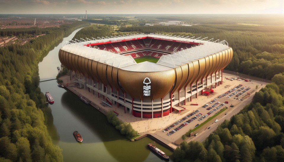 an artist 's impression of the new forest fc stadium