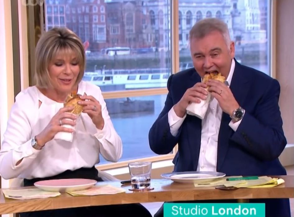 Eamonn Holmes scoffing food on This Morning alongside Ruth Langsford