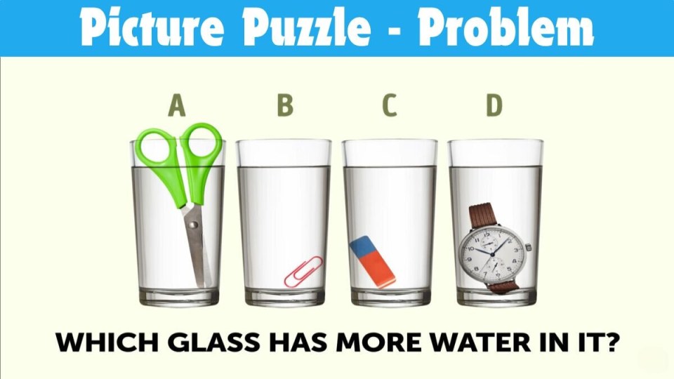 Players have just 12 seconds to figure out which glass has the most water Credit: Jagran Josh