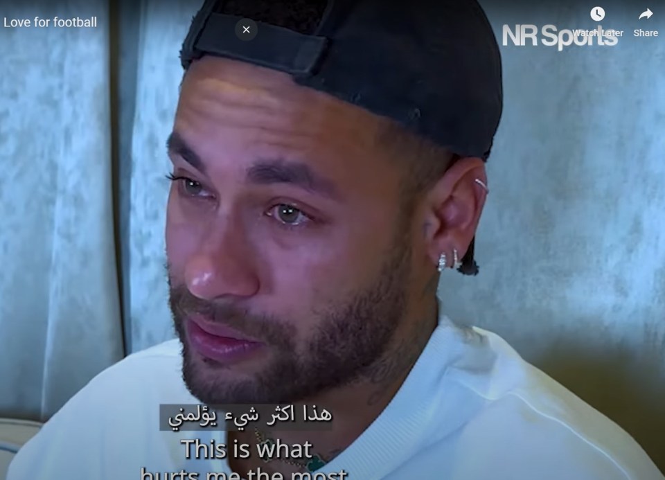 Tears flowed as Neymar explained his anguish at being out for so long