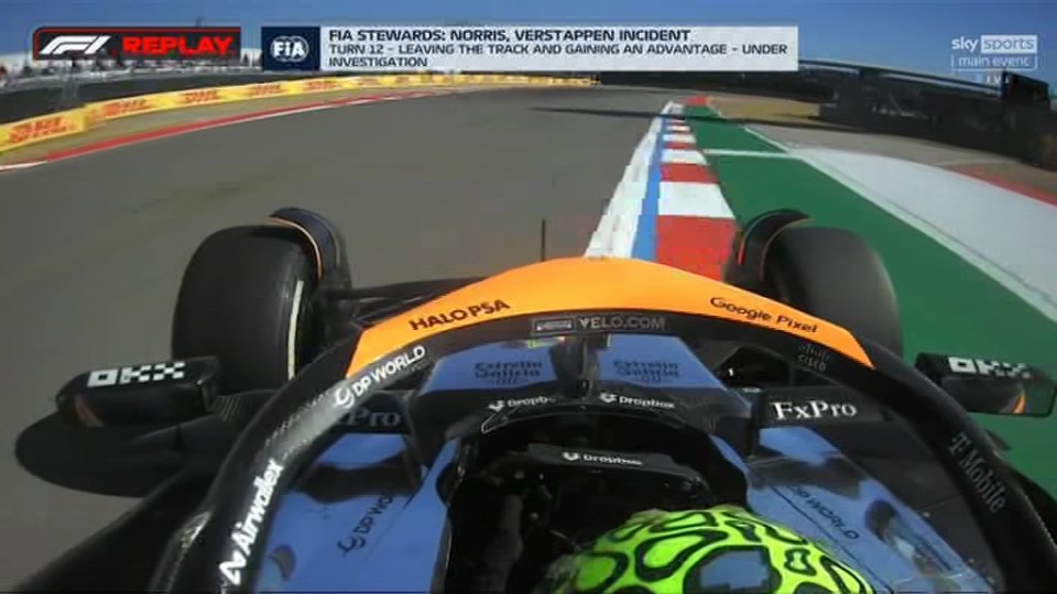 Stewards probed an incident, with Norris penalised for passing Verstappen