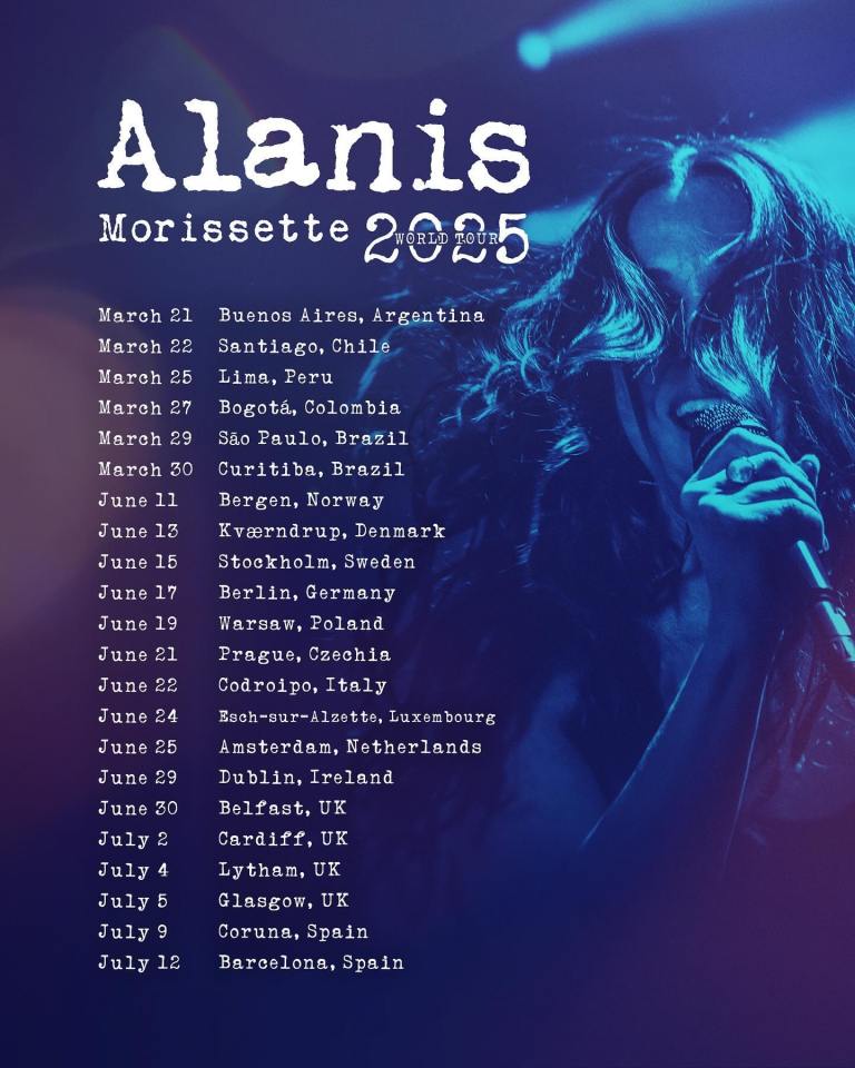 Alanis will head to the UK and Ireland next summer