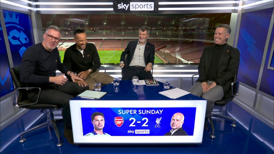 Jamie Carragher reacted hilariously to Theo Walcott putting his hand on his thigh