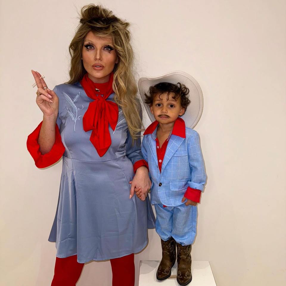 Perrie Edwards and son Axel recreate the cover art for Lady Gaga and Bruno Mars' Die With A Smile