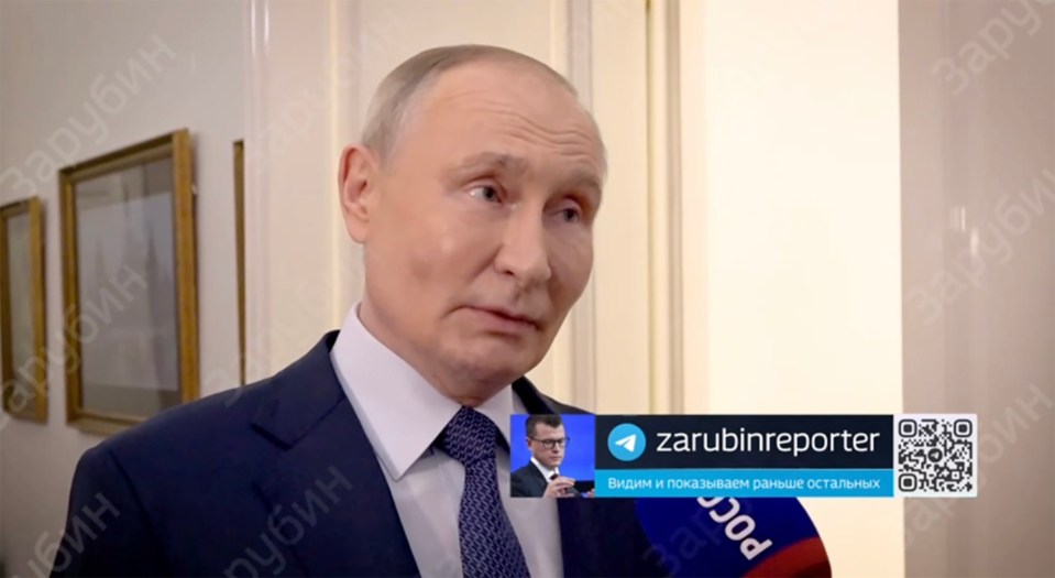 Kremlin dictator Vladimir Putin made the comments during an interview with a propagandist TV channel