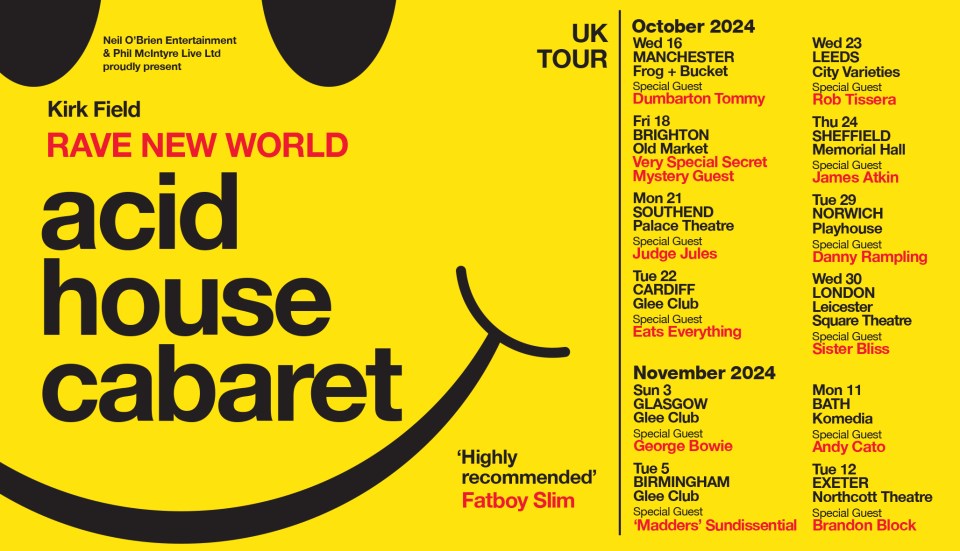 a poster for rave new world acid house cabaret