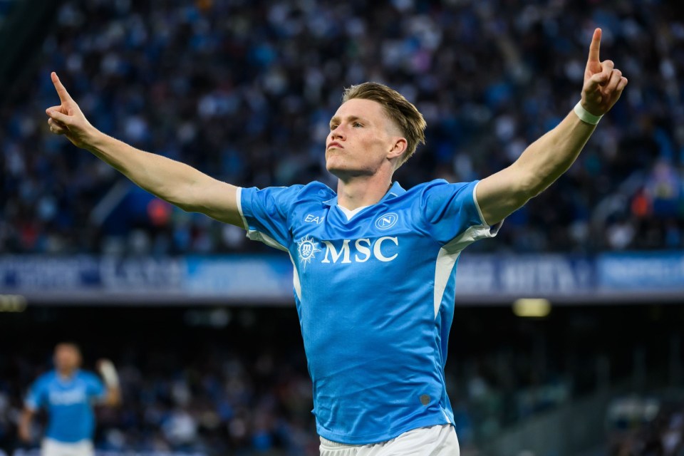 Editorial use only Mandatory Credit: Photo by Andrea Staccioli/Insidefoto/REX/Shutterstock (14758945ci) Scott McTominay of SSC Napoli celebrates after scoring the goal of 1-0 during the Serie A football match between SSC Napoli and Como 1907 at Diego Armando Maradona stadium in Napoli (Italy), October 4, 2024. SSC Napoli v Como 1907, Serie A, Football, Diego Armando Maradona Stadium, Napoli, Italy - 04 Oct 2024