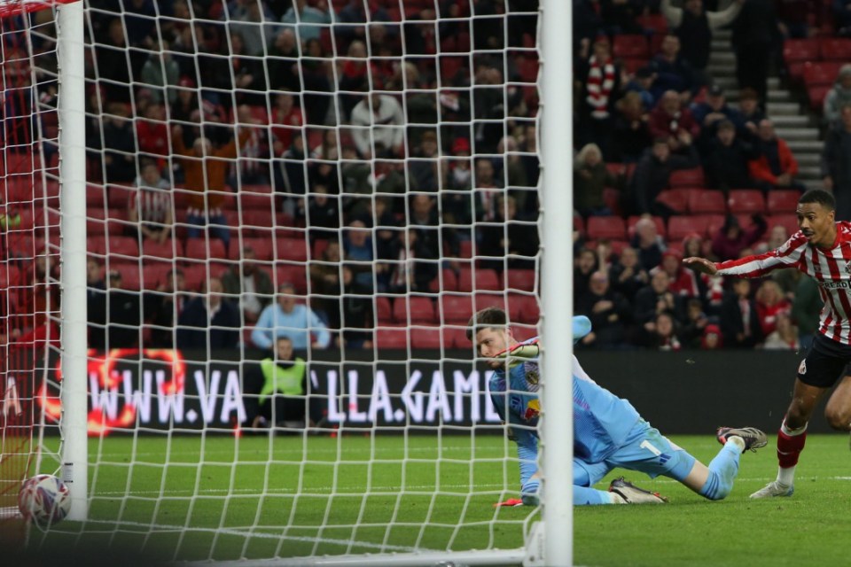 The hopeful ball bizarrely bounced under the French keeper to leave Leeds third